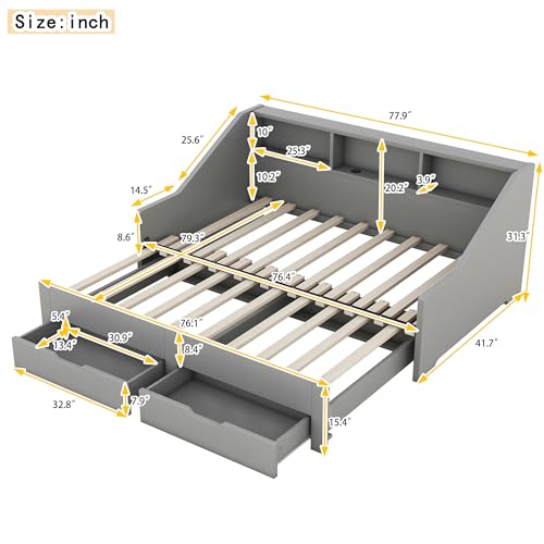White Wood Twin to King Daybed with Trundle and Storage L94768