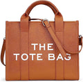 Brown Denim Leather Tote Handbag X52168