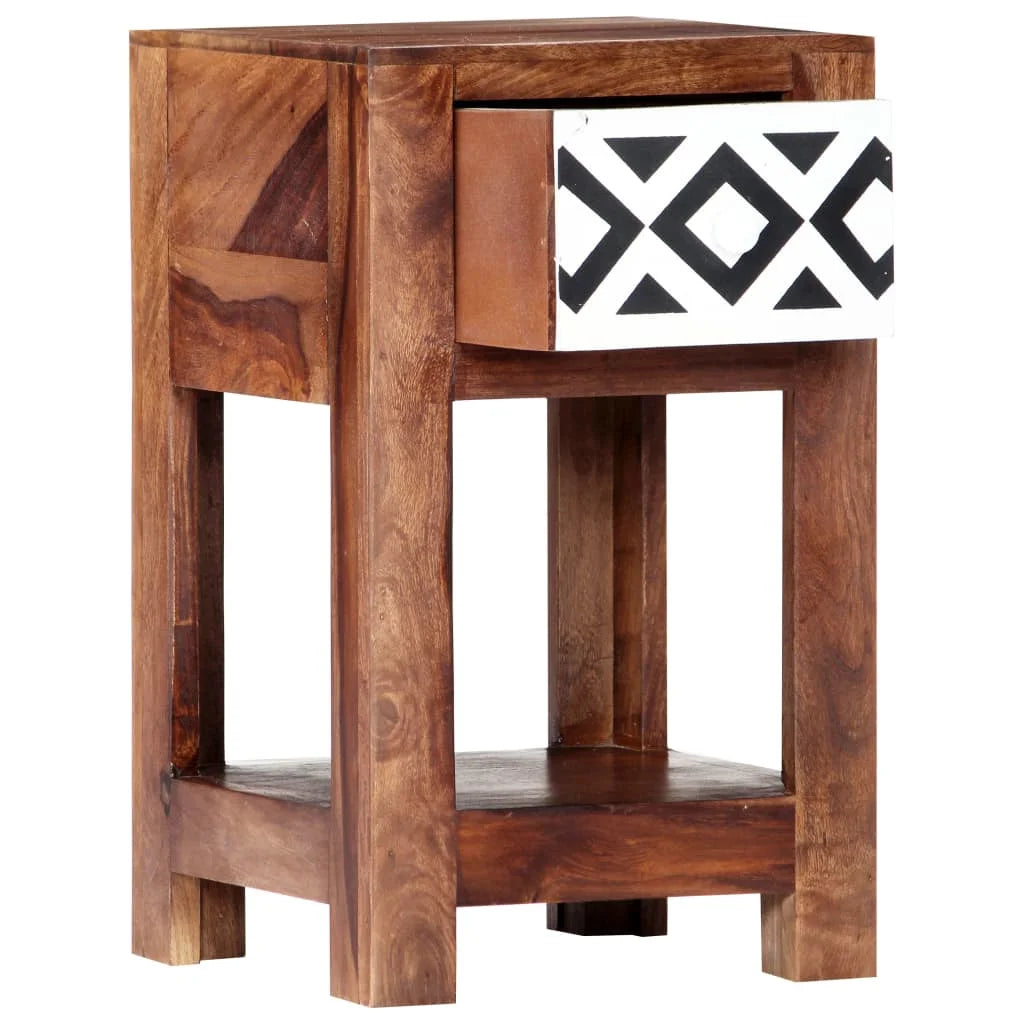 Sheesham Wood Nightstand with Storage Drawer and Bottom Shelf J624607