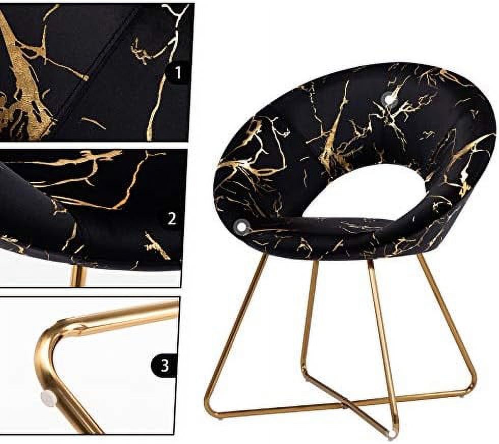 Khaki Velvet Upholstered Arm Chair with Golden Metal Frame Legs S924735