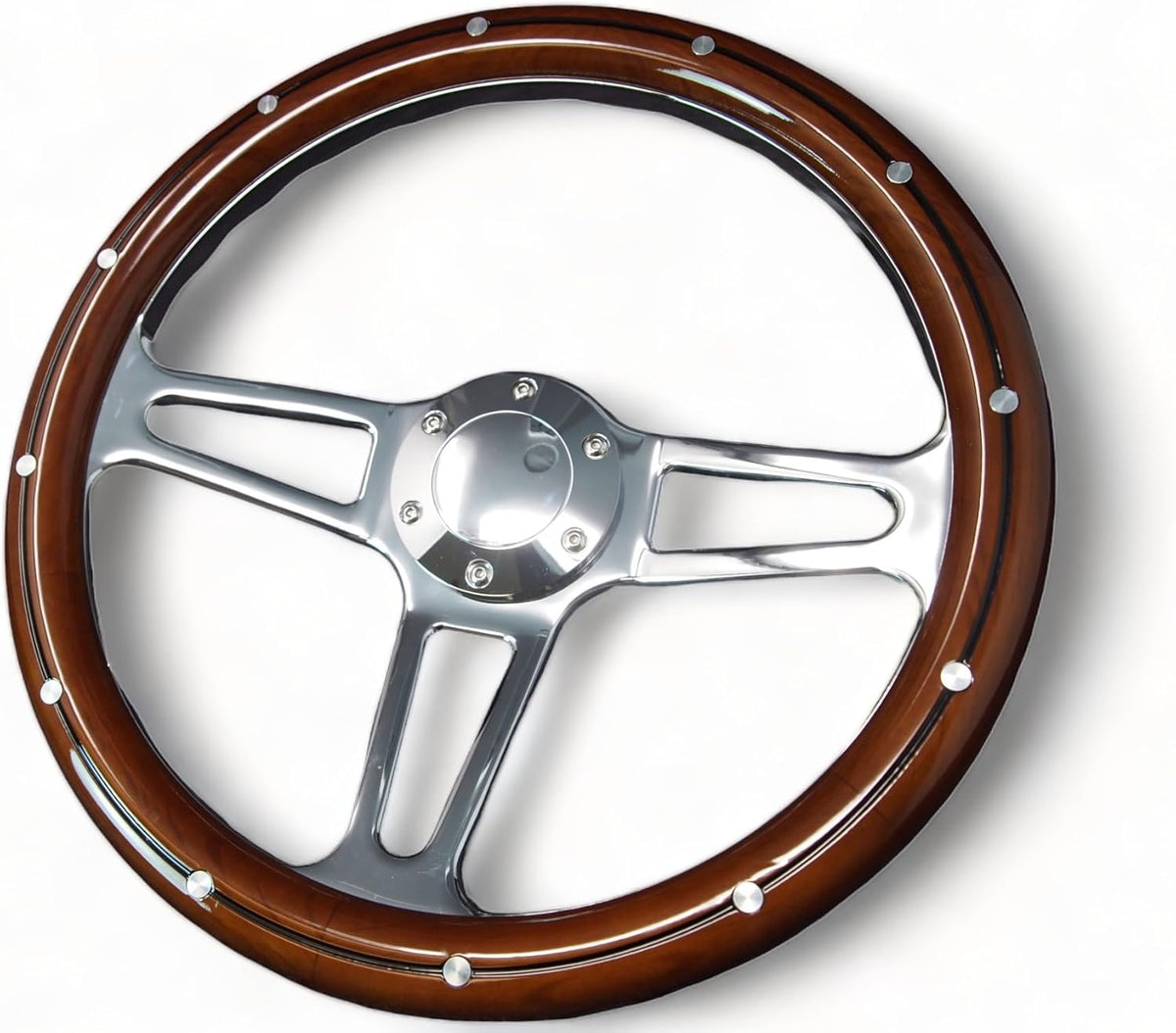 14" 350mm 3-Spoke Mahogany Wood Grain Steering Wheel M840