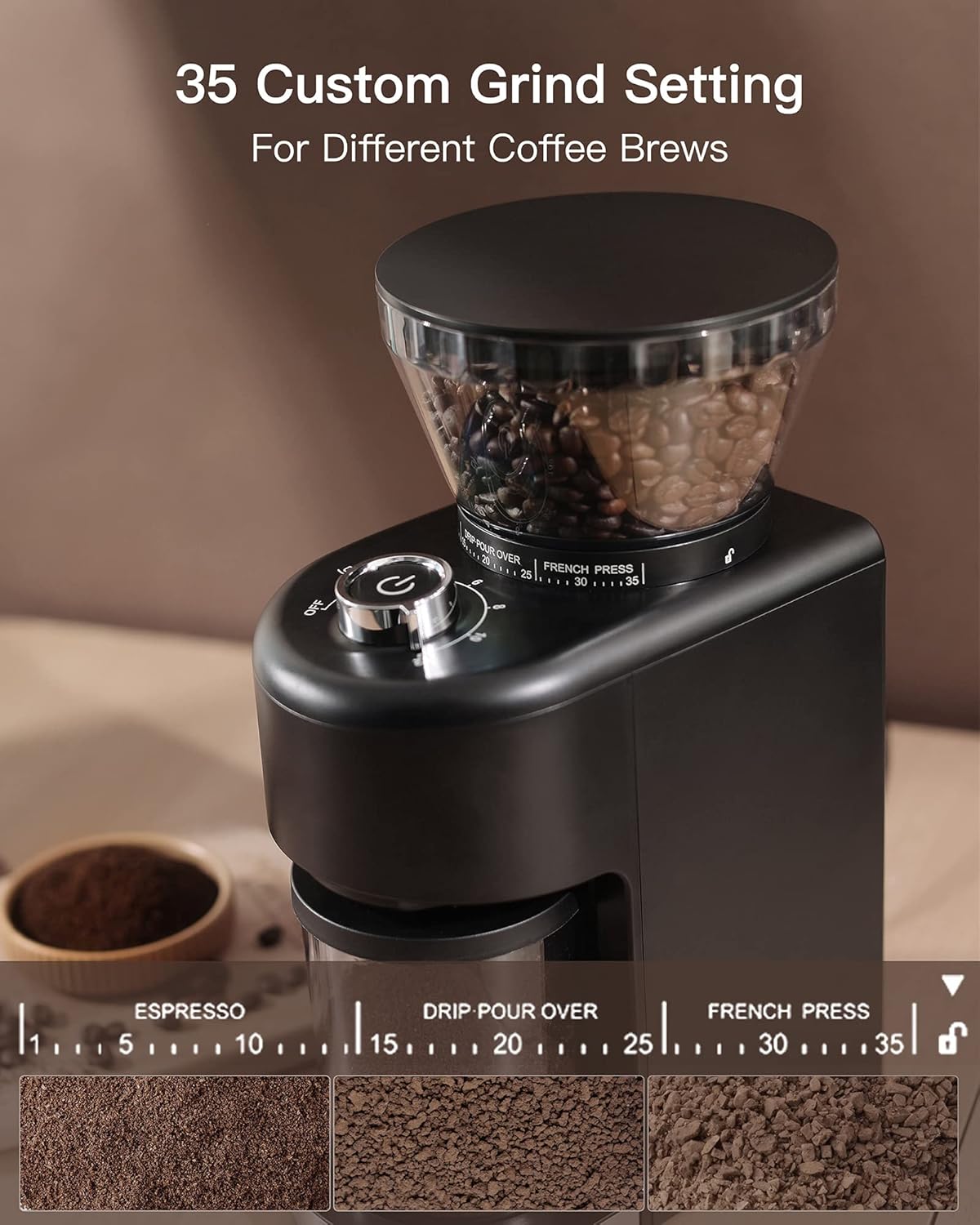 Electric Conical Burr Coffee Grinder with 35 Grind Settings M5531