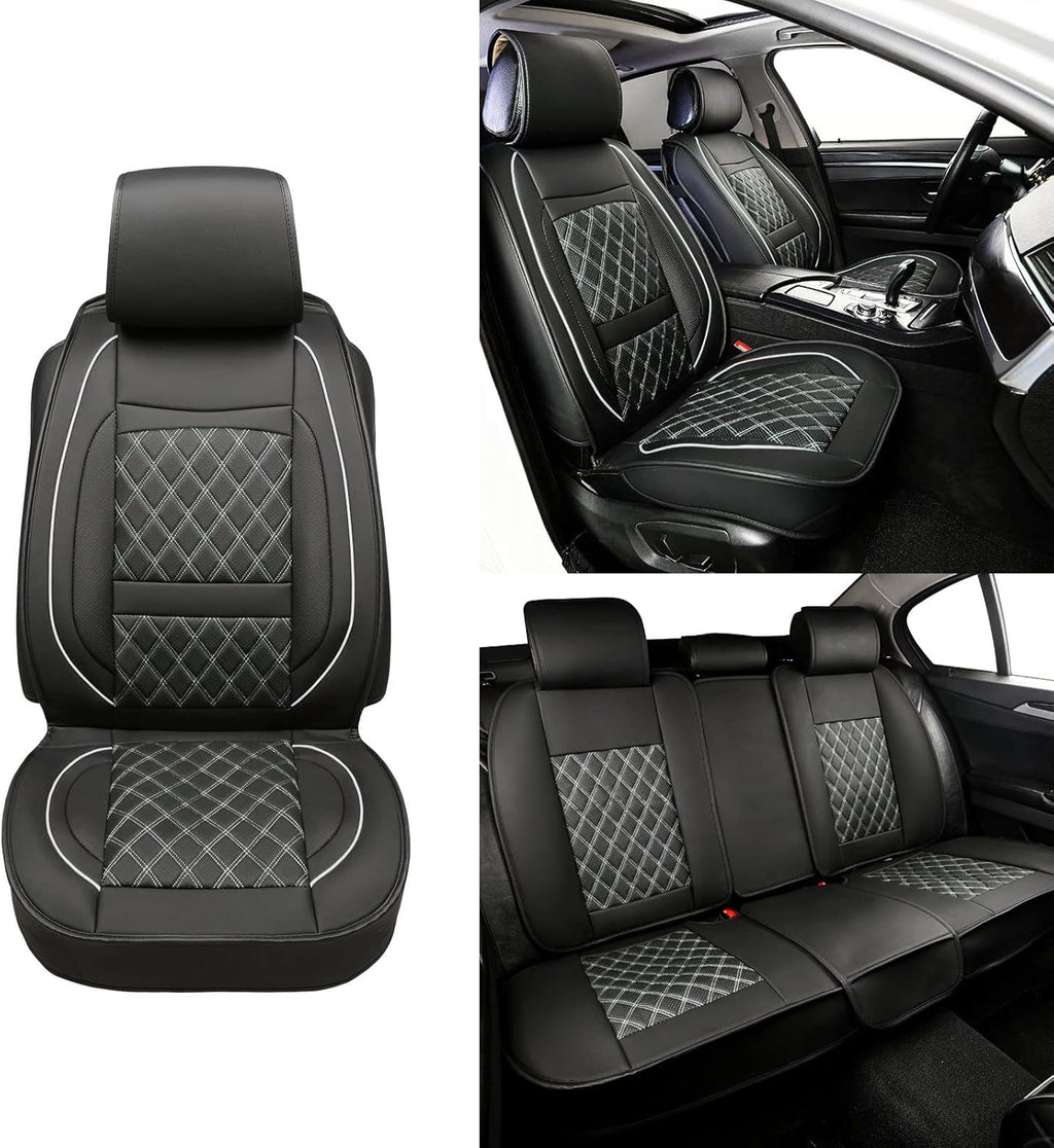 Black and White Leather Car Seat Covers I108782