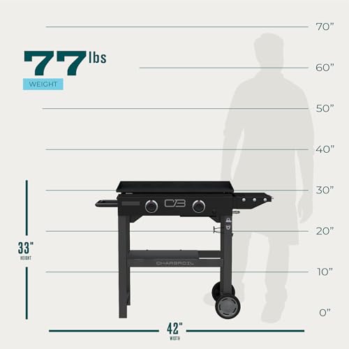 28" Propane Gas Griddle with Cart 2 Burner Flat Top Grill, Black Y39734