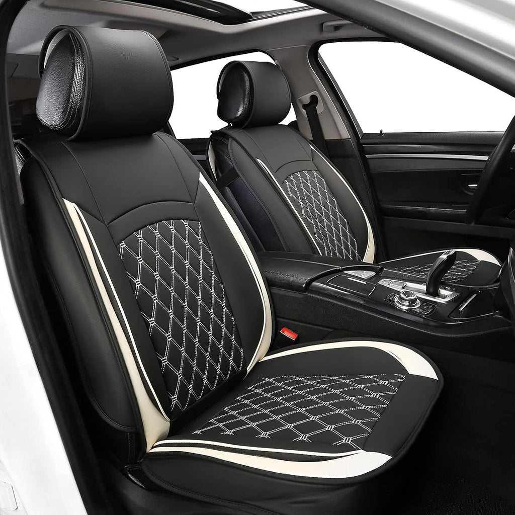 Black and White Leather Car Seat Covers I108782