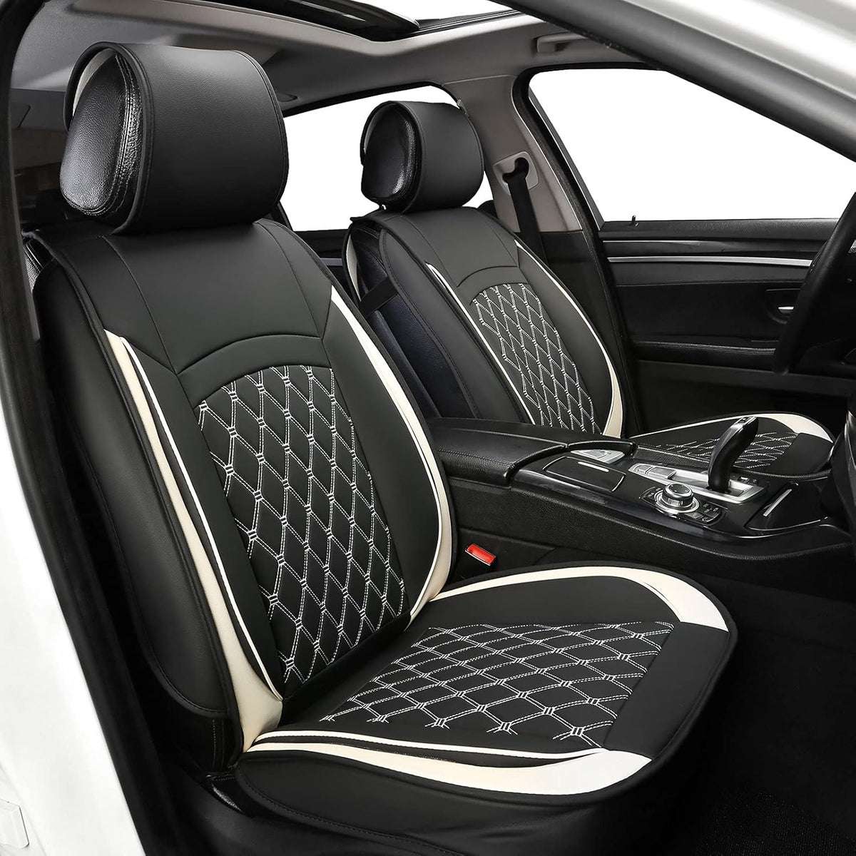 Black and White Leather Car Seat Covers I108782