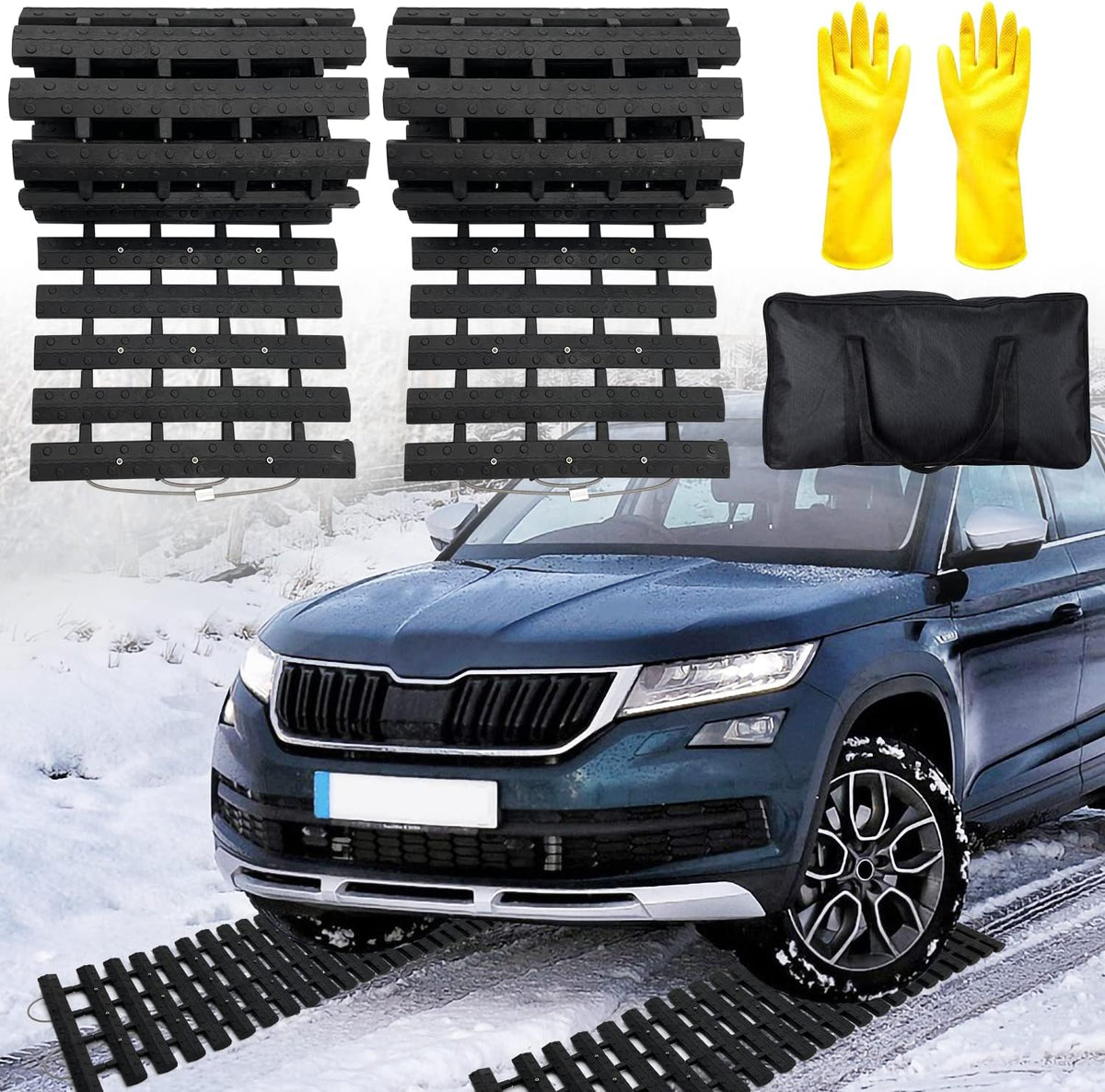 Tire Traction Mats Portable for Snow Ice Mud and Sand 2PCS 27.6in M458