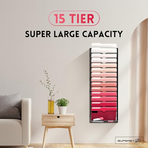 2 Pack 15-Tier Black Hanging Wall Mount File Organizer Z47573