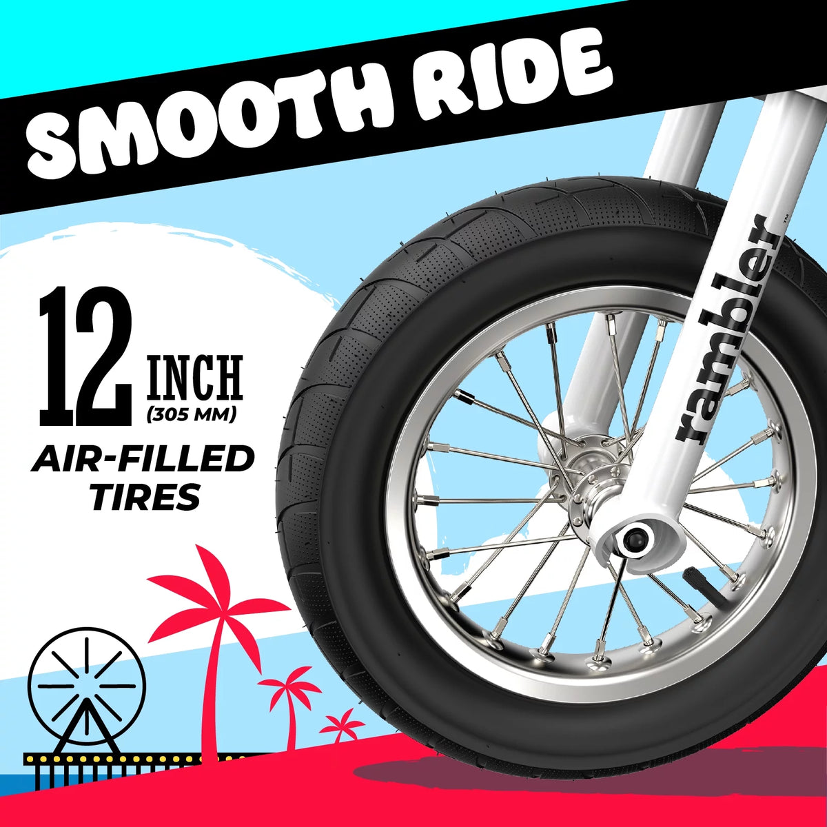 12 Seated Electric Scooter, White, 12" Air-Filled Tires K7995
