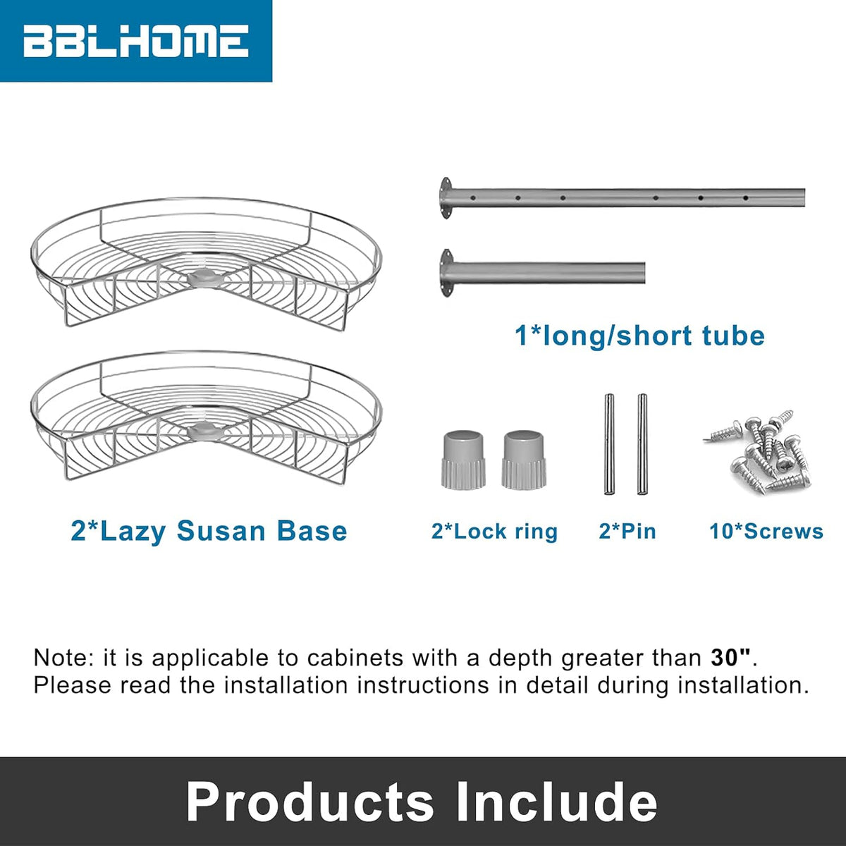 28'' 2 Tier Kidney Shaped Lazy Susan Cabinet Organizer M84044