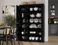 100% Solid Wood Pantry Cabinet, 6 Wood Doors, Black Y72477