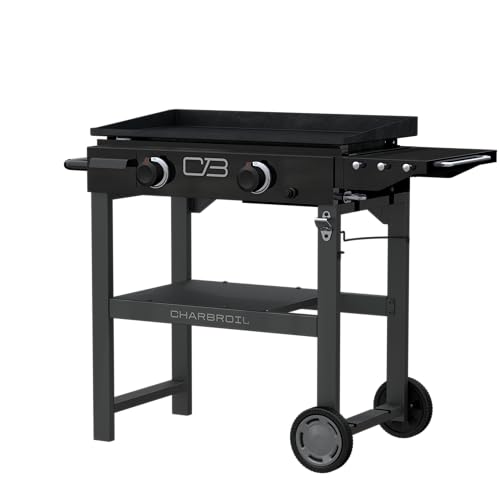 28" Propane Gas Griddle with Cart 2 Burner Flat Top Grill, Black Y39734
