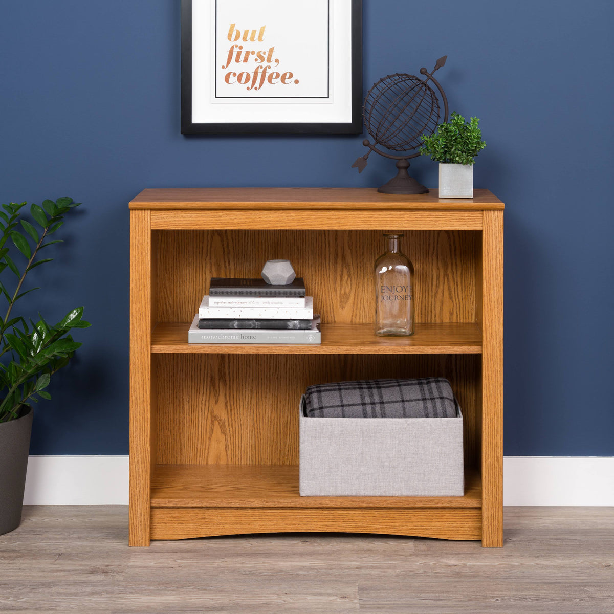 Oak 2-Shelf Wood Bookcase W50192