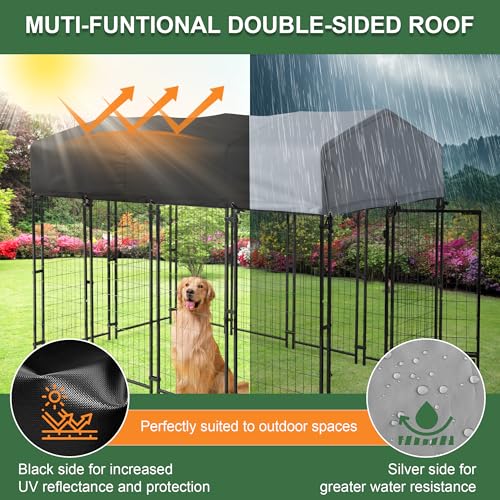 8x4x6 FT Heavy Duty Welded Wire Steel Dog Kennel with Roof T55605