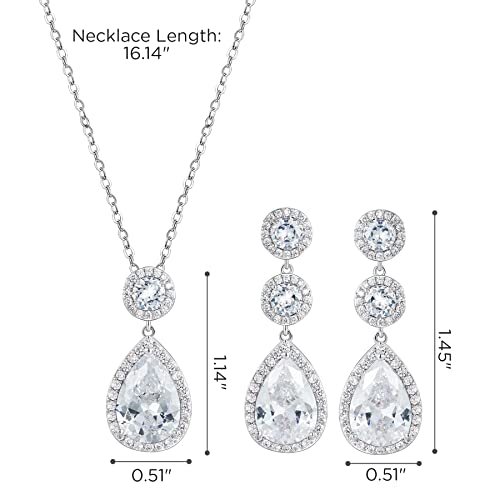 Teardrop Cubic Zirconia Necklace Earrings Set I1111