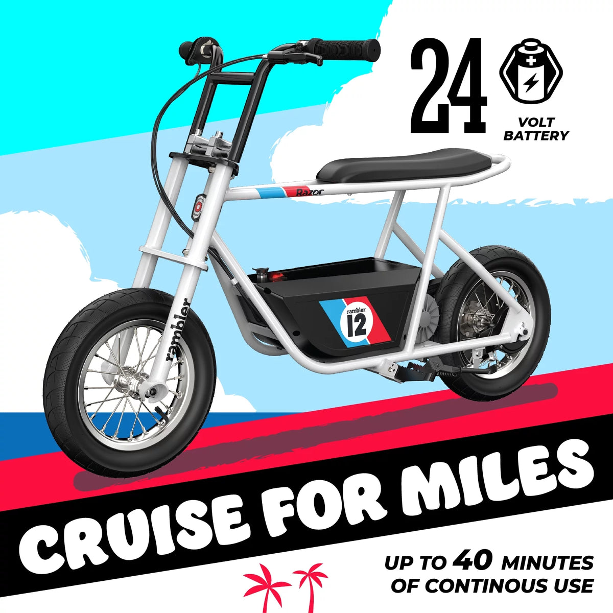 12 Seated Electric Scooter, White, 12" Air-Filled Tires K7995