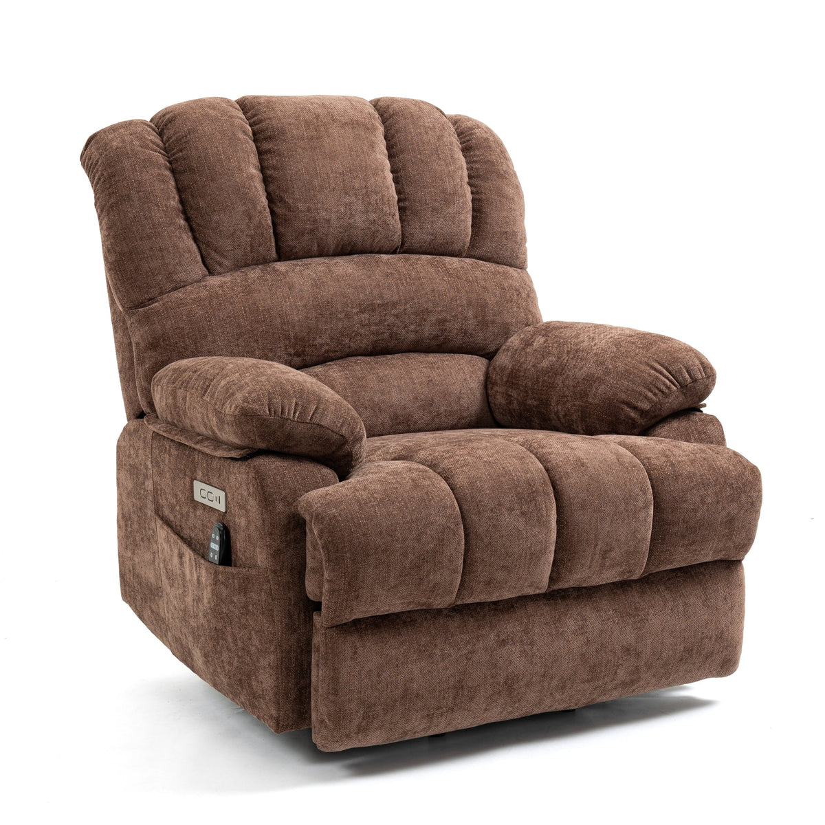 Brown Chenille Power Lift Recliner Chair with Massage and USB Port X936969