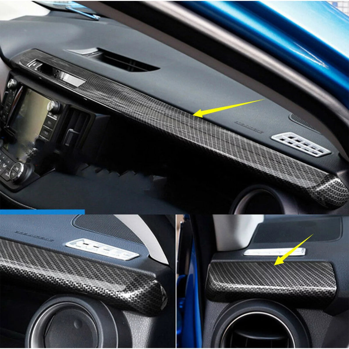 2pcs ABS Carbon Fiber Dashboard Console Panel Cover Trim E27877