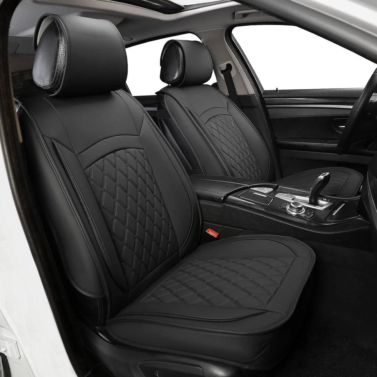 Black and White Leather Car Seat Covers I108782