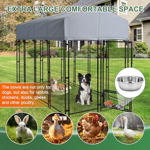 8x4x6 FT Heavy Duty Welded Wire Steel Dog Kennel with Roof T55605