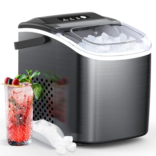 Bullet Ice Maker Countertop with Handle, 26.5Lbs/24H Self-Cleaning Portable Ice Machine with Basket and Scoop F452