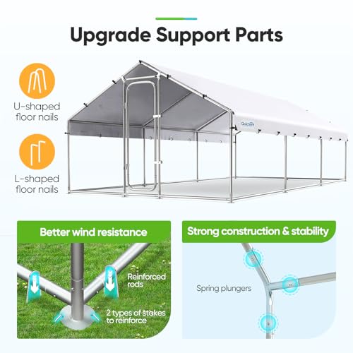 Large Metal Chicken Coop Run with Roosting Perch and Waterproof Roof Cover, 12x9x6.6FT P109738