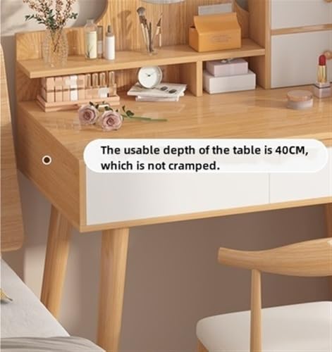 Natural Wood Vanity Desk with Lighted Mirror G544