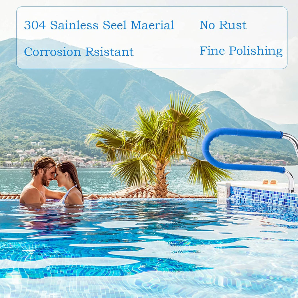 Stainless Steel Pool Hand Rail with Blue Grip Cover M527