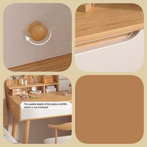 Natural Wood Vanity Desk with Lighted Mirror G544