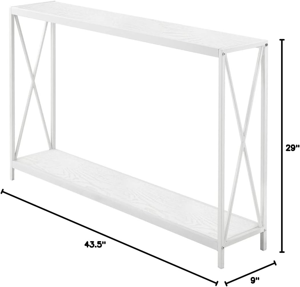 White Rustic Wooden Console Table N119671