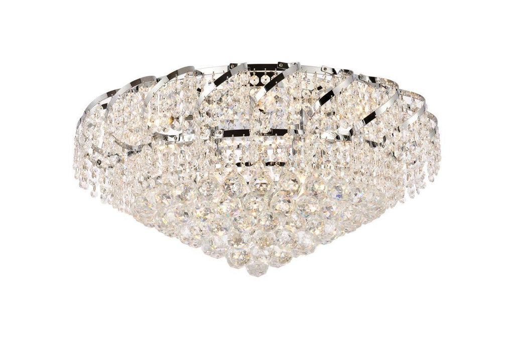 10 Light Chrome Flush Mount Clear Crystal I171752