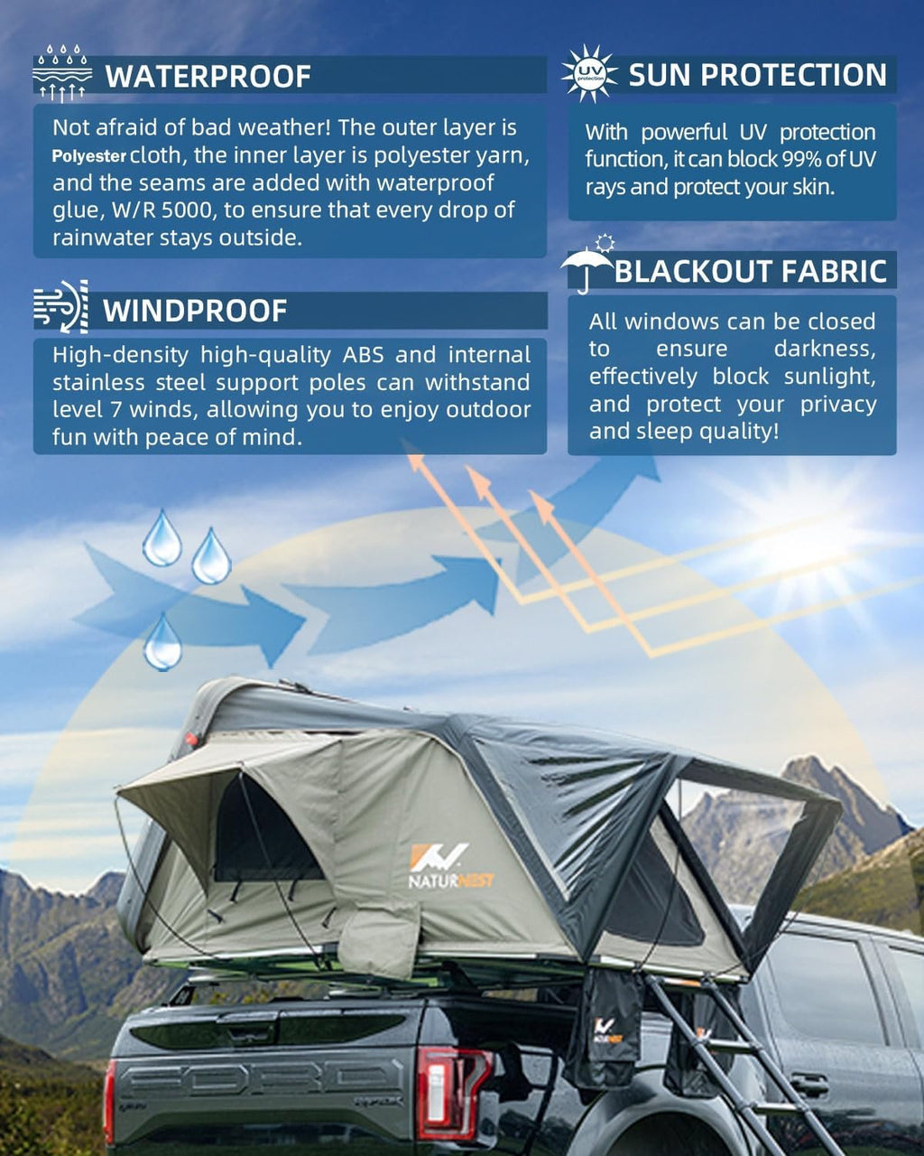 Hard Shell Rooftop Tent with 2 Chair F798705