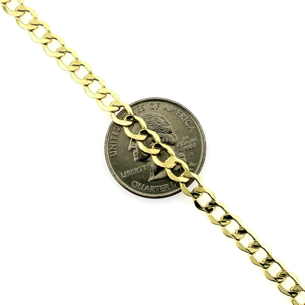 Solid Yellow Gold Cuban Link Chain Necklace 5.5MM D9838