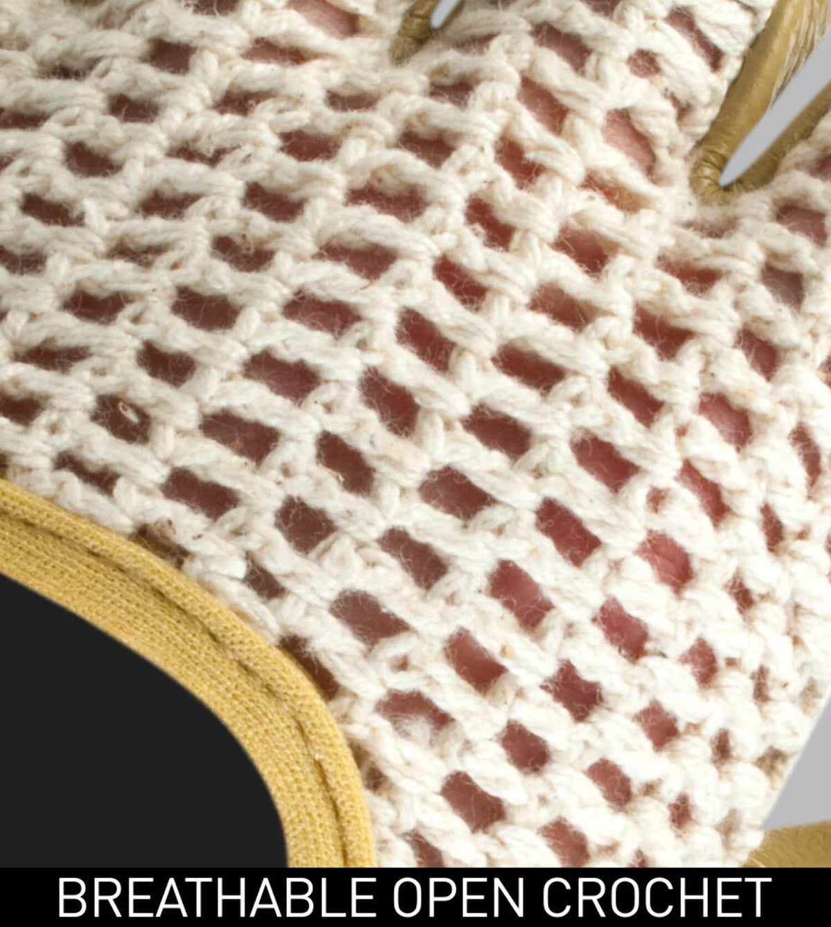 Leather and Cotton Crochet Fingerless Gloves W738