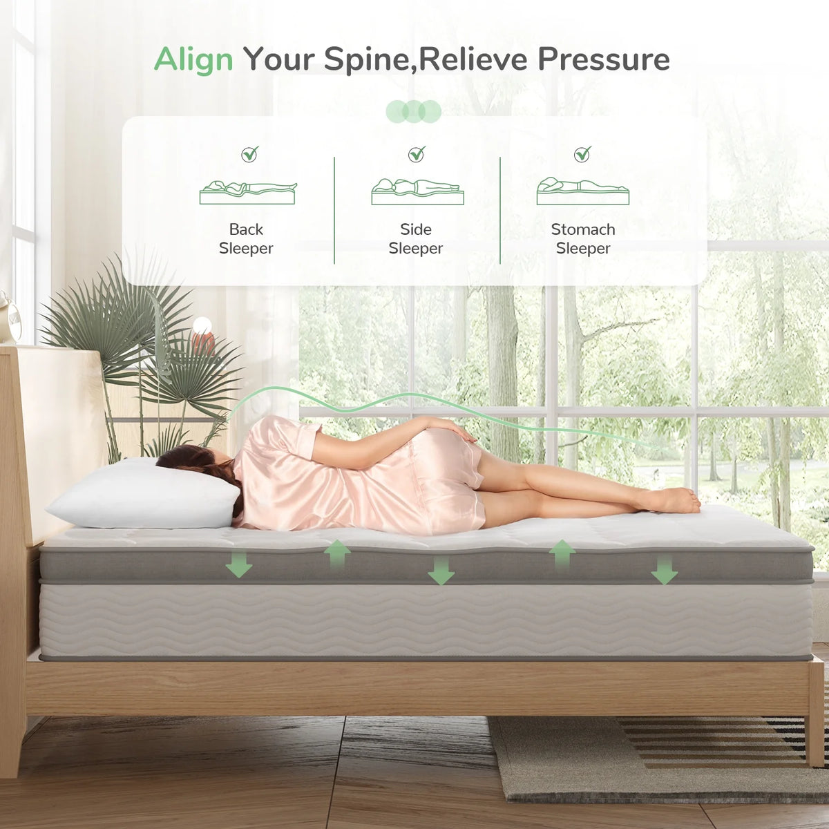 12" Gel Memory Foam Pocket Spring Hybrid Mattress Queen Size P541