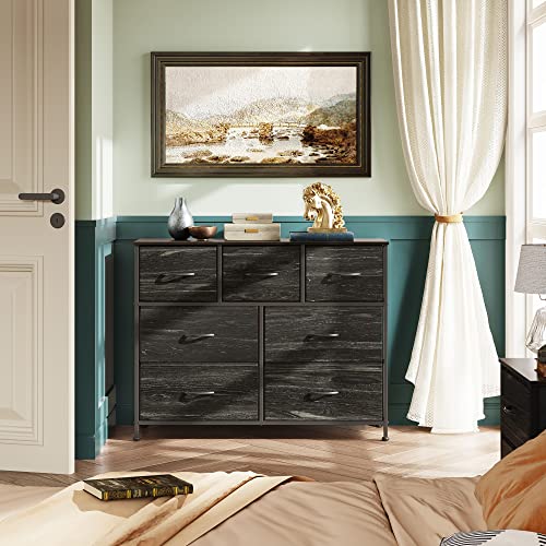 7 Drawer Dresser TV Stand with Metal Frame and Wood Top R2459