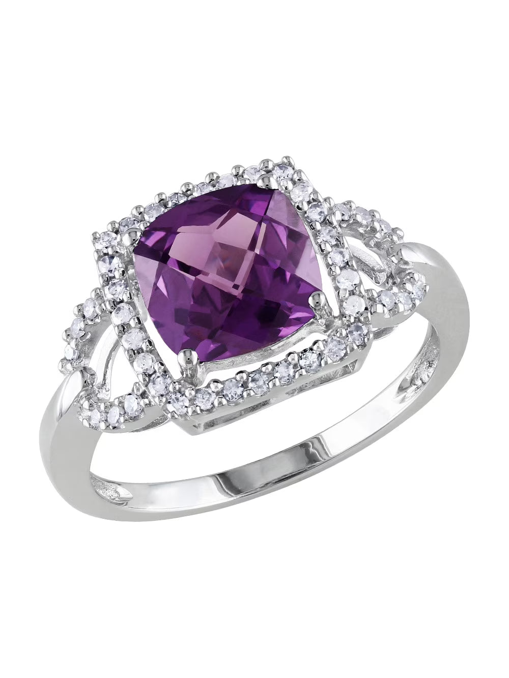 10K White Gold Alexandrite and Diamond Halo Ring K7075