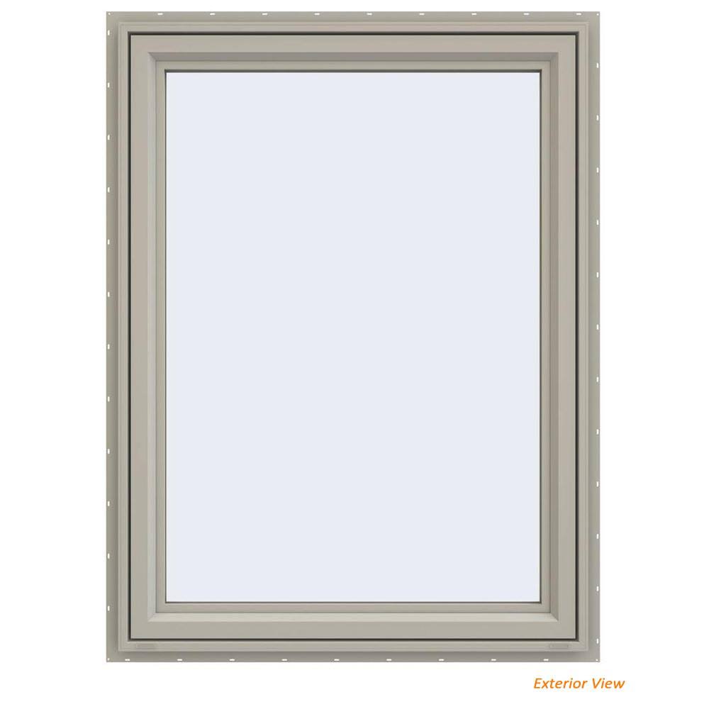 Desert Sand Vinyl Left-Handed Casement Window with Fiberglass Mesh Screen H96085