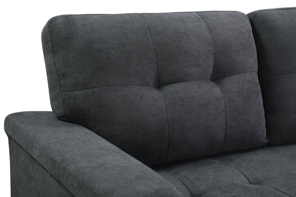 Dark Gray Fabric Reversible Sectional Sleeper Sofa Chaise with Storage N8924