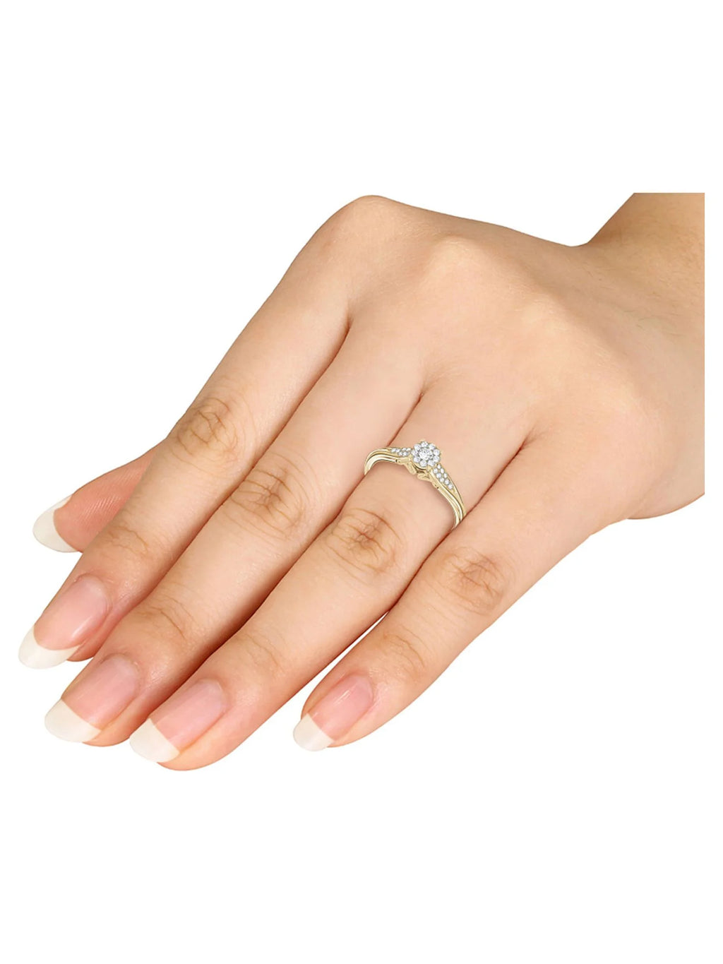 10K Yellow Gold Diamond Cluster Ring A674