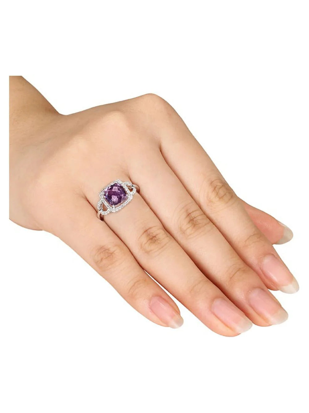 10K White Gold Alexandrite and Diamond Halo Ring K7075