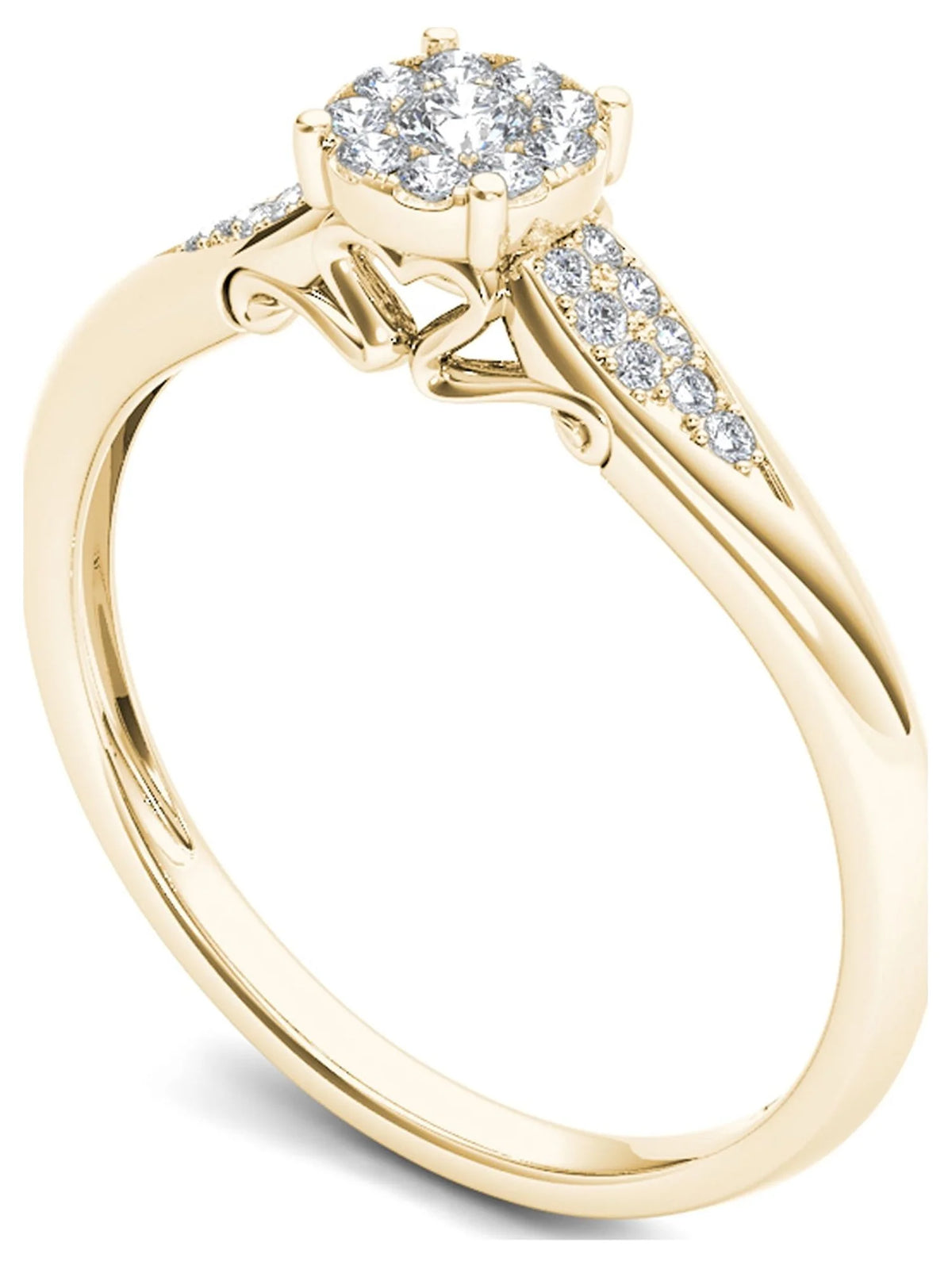 10K Yellow Gold Diamond Cluster Ring A674