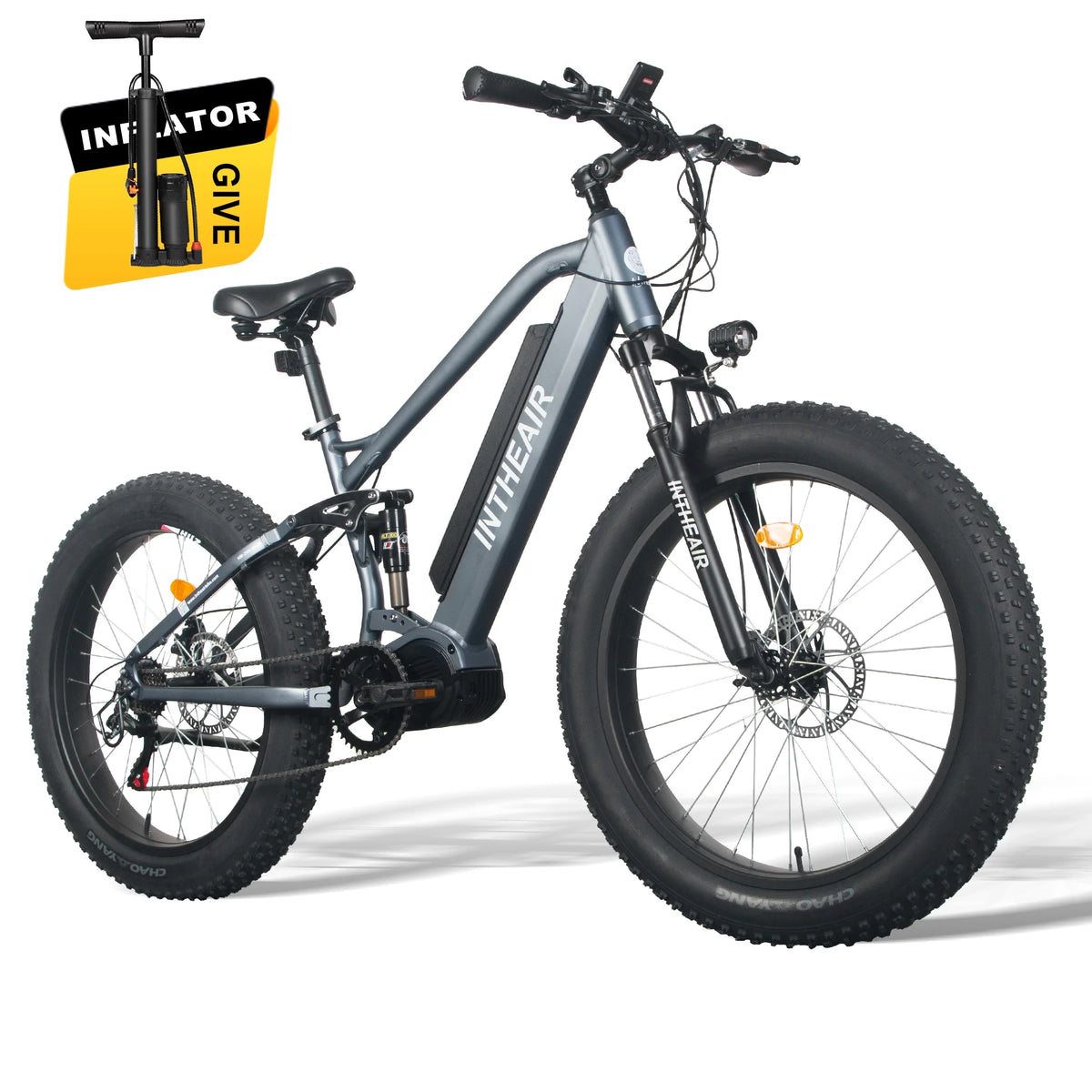 26'' Fat Tire Electric Bike 750W Mid Motor Gray R3155