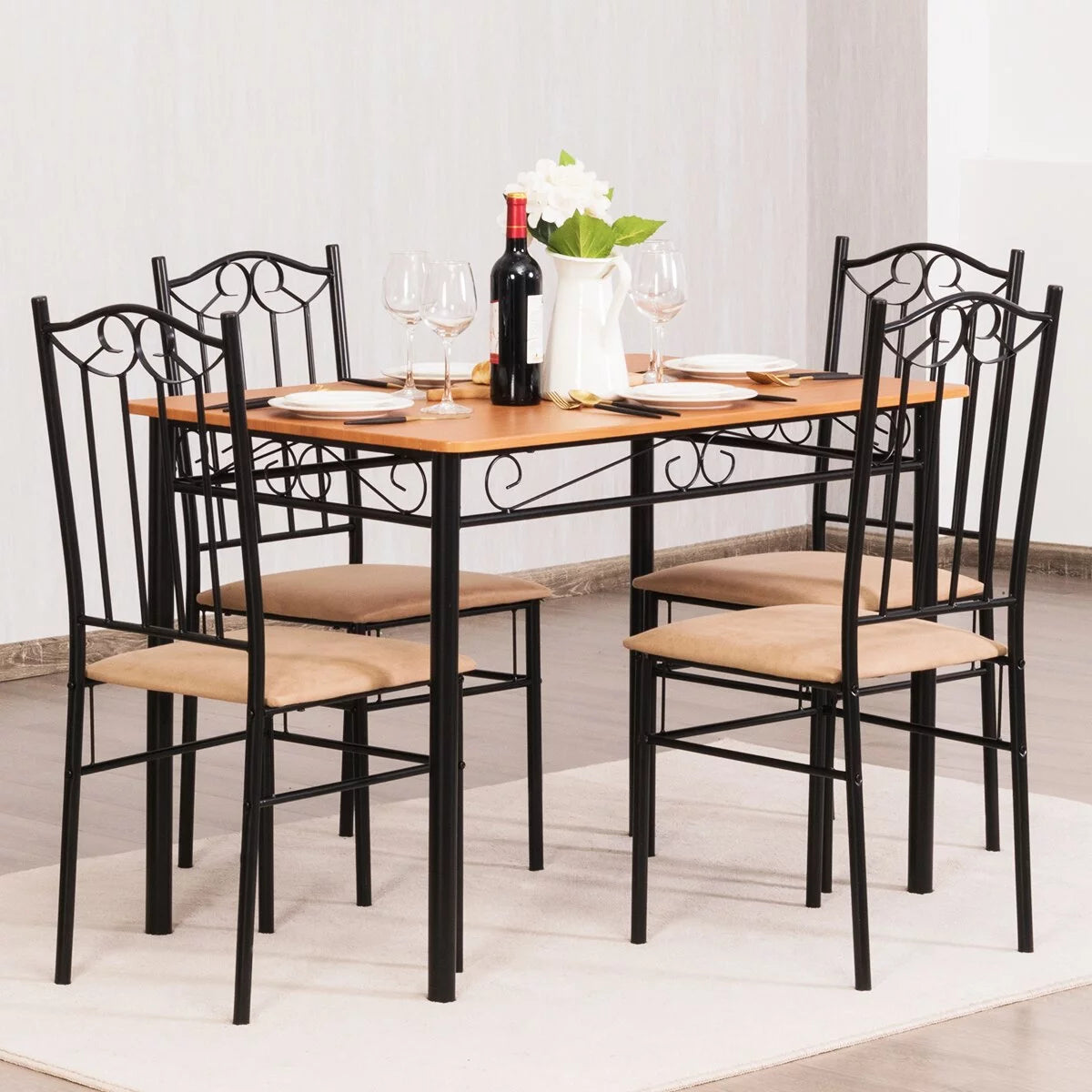 5 PC Wood Metal Dining Set R871270