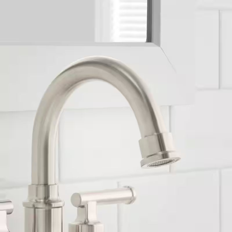 4 in. Centerset Double-Handle High-Arc Bathroom Faucet Brushed Nickel 2-Pack N12959