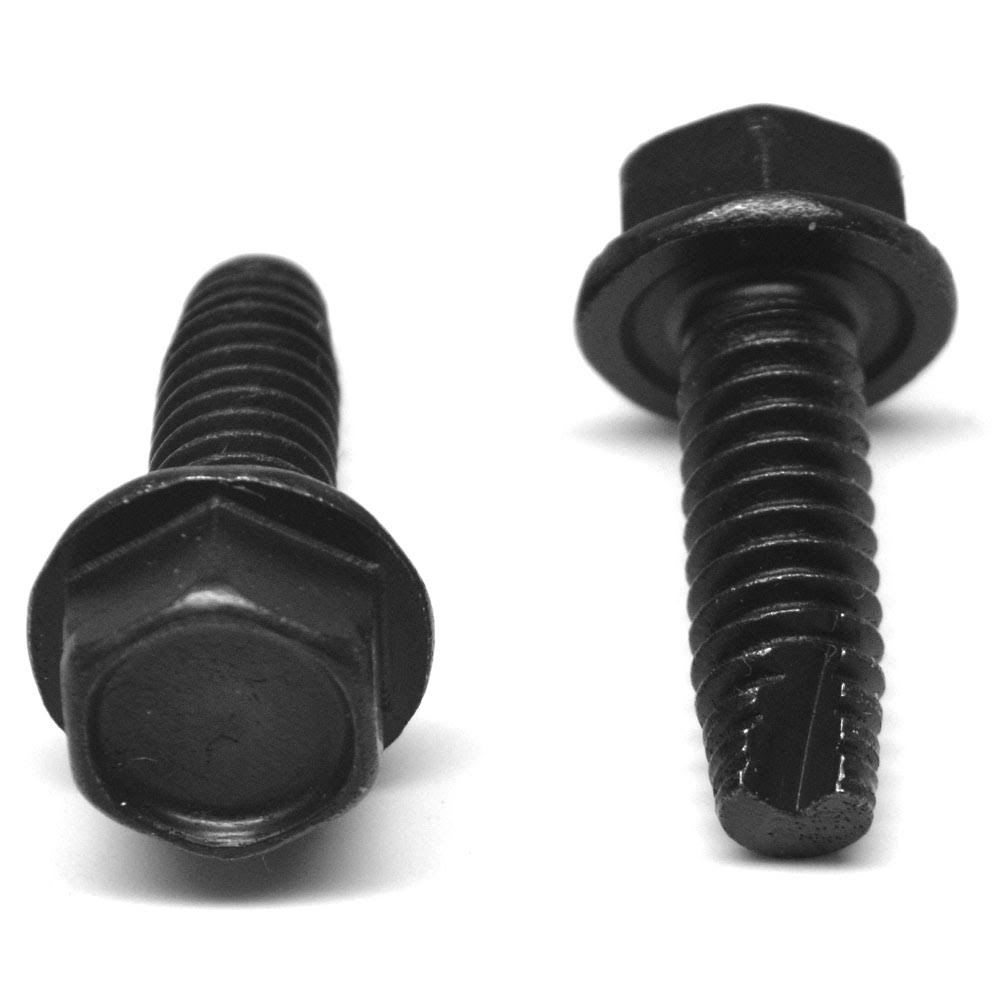 #6-32 x 7/8 Coarse Thread Thread Cutting Screw Hex Washer Head Type 23 Low Carbon Steel Black Oxide H9307