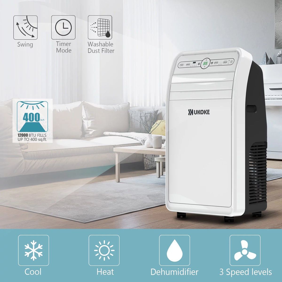 Smart Wifi Portable Air Conditioner 11,500 BTU 4 in 1 D497