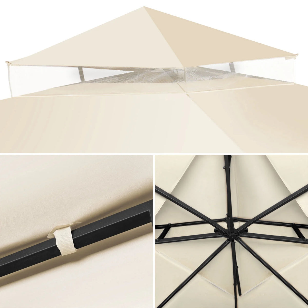 Ivory 8 x 8 Feet Gazebo Canopy Top Replacement Cover with Plain Edge Polyester B421233