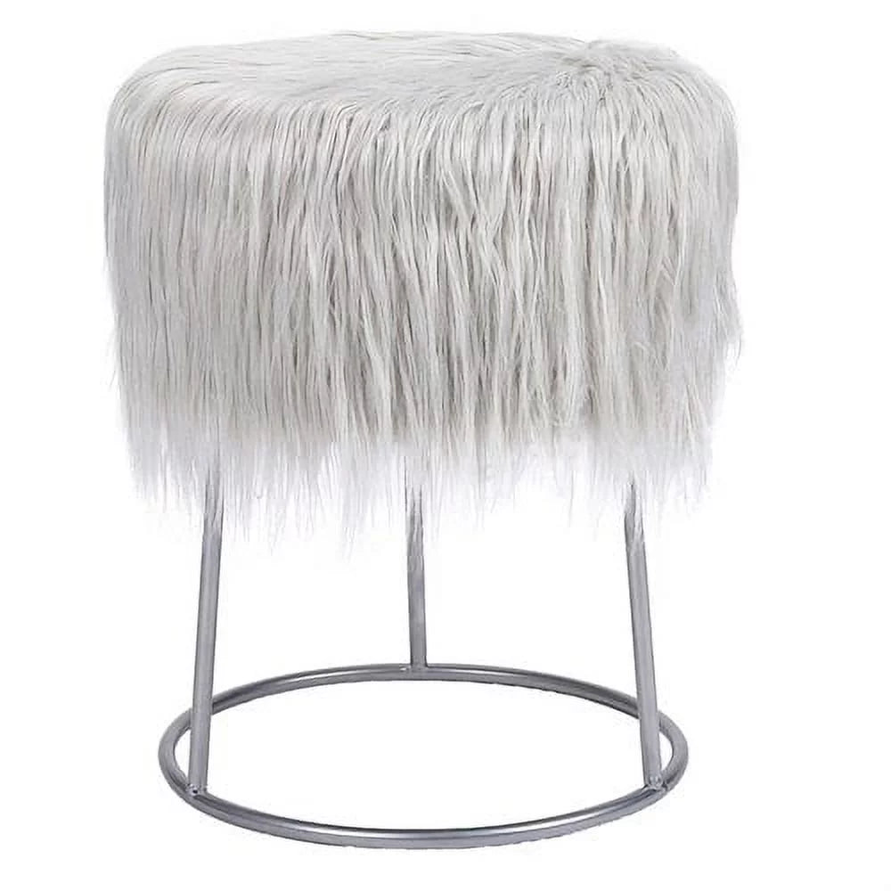 Grey Faux Fur Storage Ottoman O77289