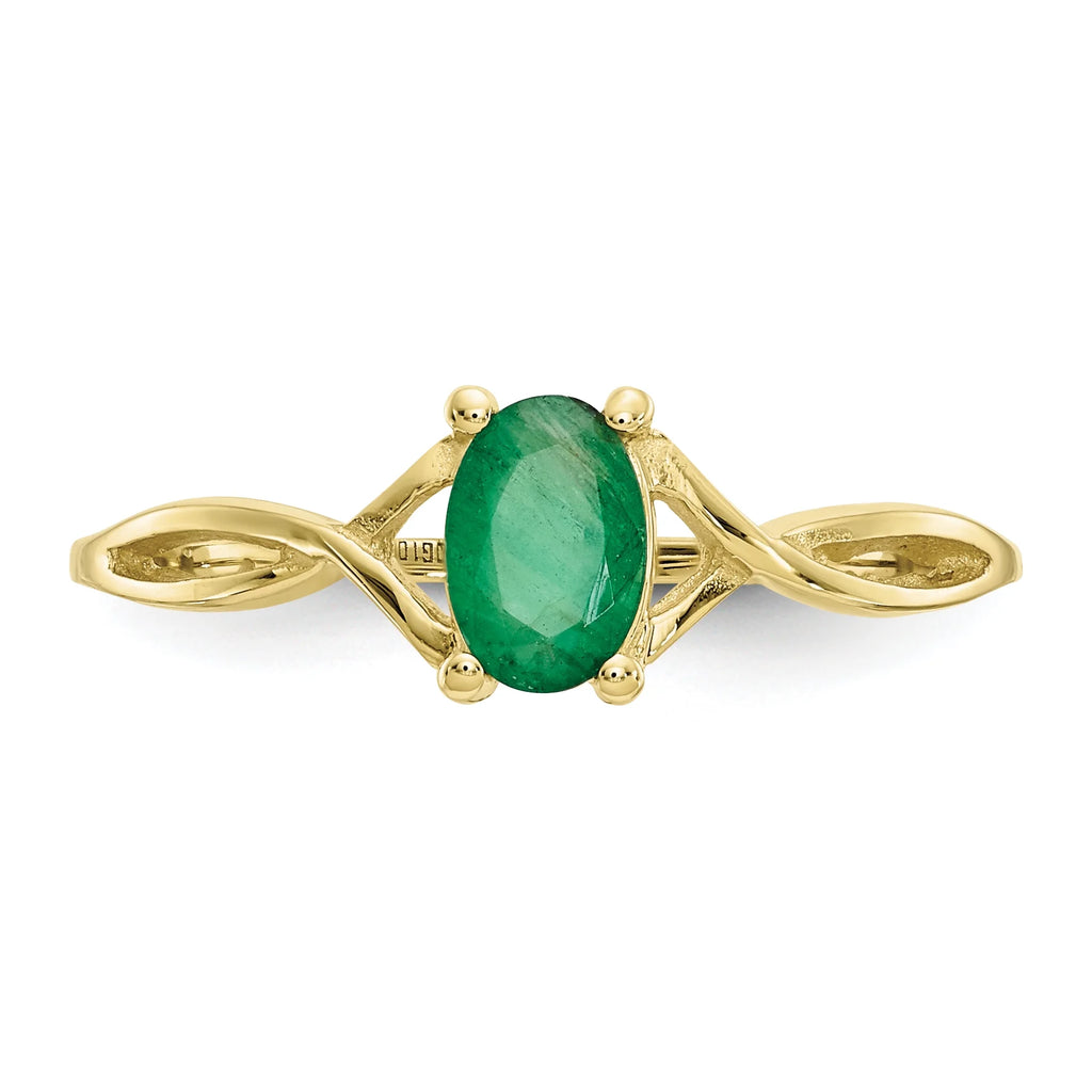 10 Karat Yellow Gold Genuine Emerald Ring N981
